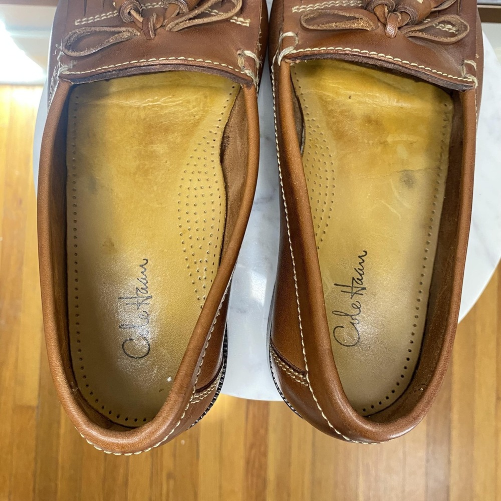 Cole Haan Shoes Mens Size 8.5 M Brown Leather Tassel Loafers Slip On CC01083 - Picture 8 of 11